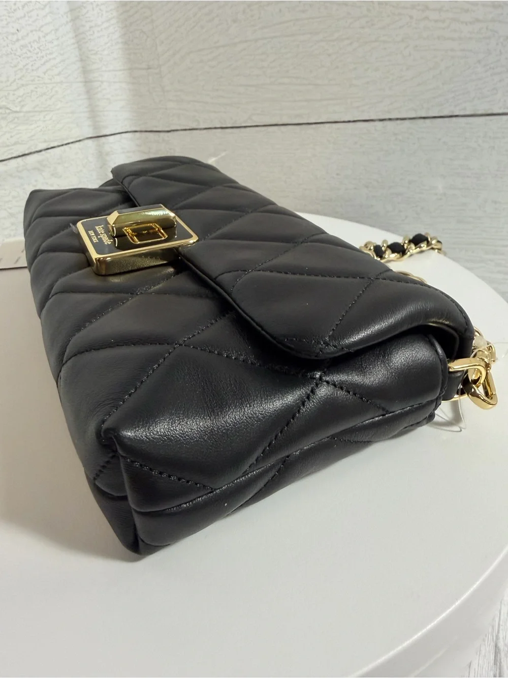 Kate Spade Carey Quilted Mini Black Leather Crossbody Gold & Dust Bag $329 — NWT - Picture 14 of 16